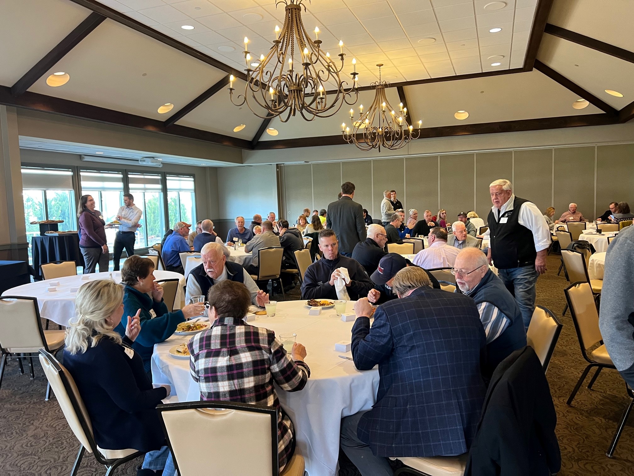 group of people sitting at tables